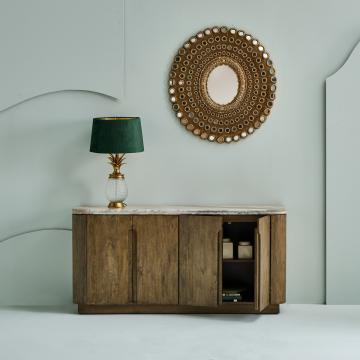 Buffet 4 Portes Buren Bois Massif Marbre