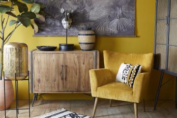 Fauteuil Léon Velours Côtelé Moutarde