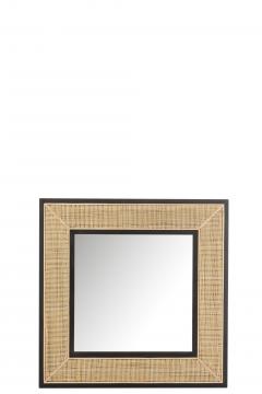 Miroir Molly Bois Noir Rotin Naturel PM