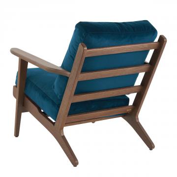 Fauteuil Jules Velours Bleu Nuit Blanc d'Ivoire