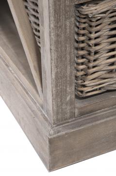 Meuble TV Paniers Osier Bois Naturel Grisé