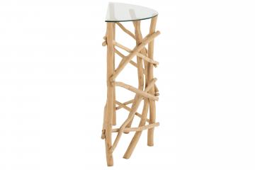 Console Demi-Lune Branches de Teck Naturel