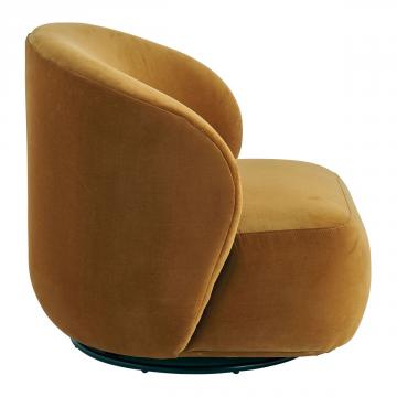 Fauteuil Lisette Velours Safran Pivotant Blanc d'Ivoire