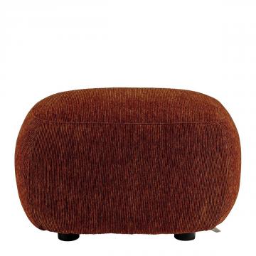 Pouf Lisette Velours Côtelé Rouge Brique Blanc d'Ivoire