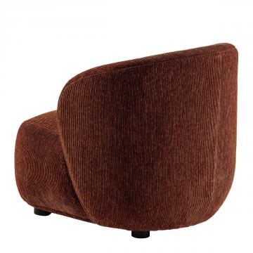 Fauteuil Lisette Velours Côtelé Brique Blanc d'Ivoire