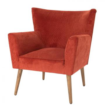 Fauteuil Léon Velours Côtelé Terracotta