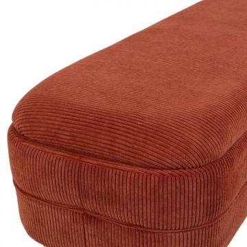 Banc Coffre Eléonore Velours Côtelé Terracotta