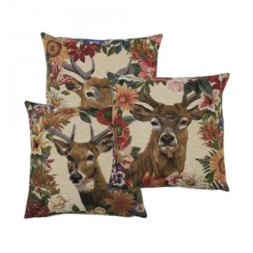 2 Coussins Gobelin Fleurs Cerf 45X45