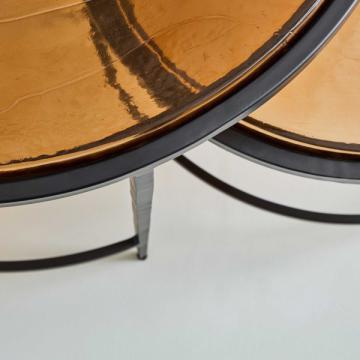 Tables Basses Gigognes Igloo Verre Fumé Métal Noir