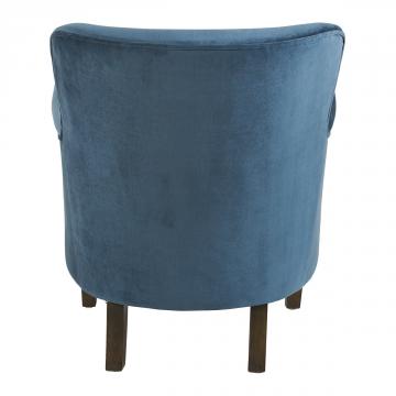 Fauteuil Claude Velours Bleu de Minuit Blanc d'Ivoire