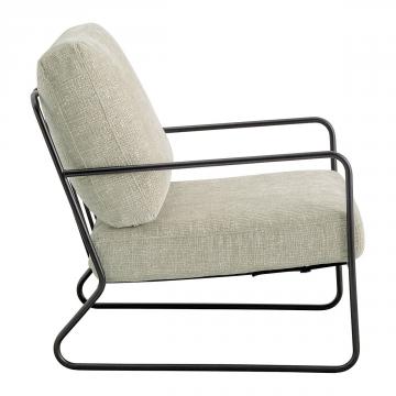 Fauteuil Gaspard Velours de Jacquard Sable Blanc d'Ivoire