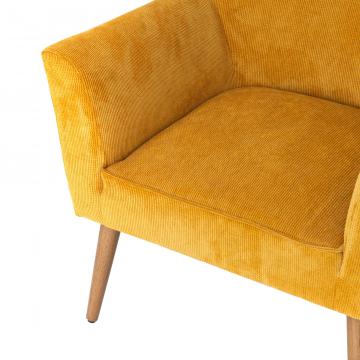 Fauteuil Léon Velours Côtelé Moutarde