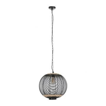 Suspension Haleg Noir Rotin Naturel