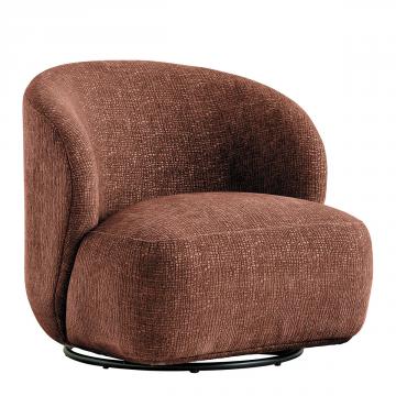 Fauteuil Lisette Jacquard de Velours Bois de Rose Pivotant Blanc d'Ivoire