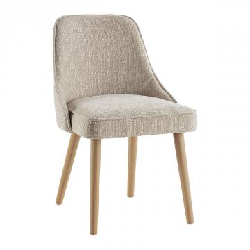 Chaise Marcus Jacquard de Velours Sable Blanc d'Ivoire