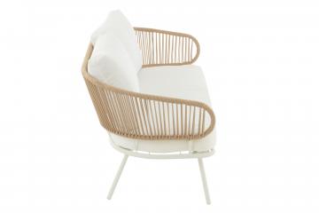 Salon de Jardin Poa Blanc Naturel 3 Pièces