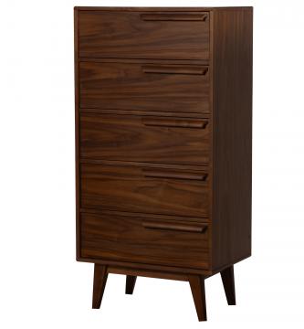 Chiffonnier 5 Tiroirs Lotta Finition Noyer