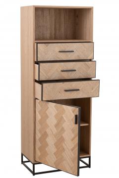 Armoire Haute 3 Tiroirs Zig Zag Naturel Noir