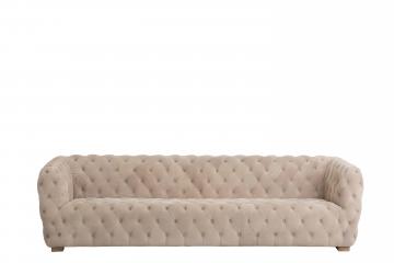 Canapé Suède Velours Capitonné Beige 241cm