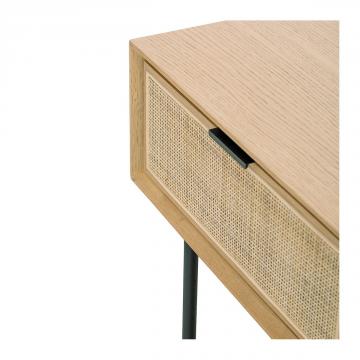 Console Augustin 2 Tiroirs Chêne Cannage Naturel Blanc d'Ivoire