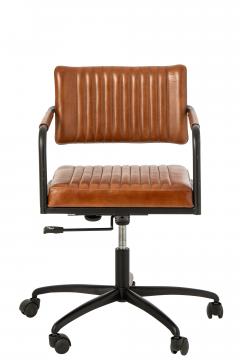 Chaise Bureau Réglable Cuir Camel Indus Vintage