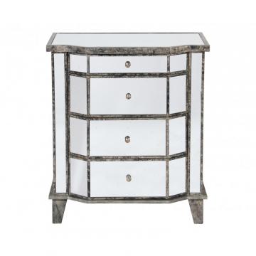 Commode 4 Tiroirs Bois Miroir