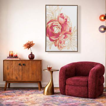 Toile Cadre Fleur 3D Gold 60*90