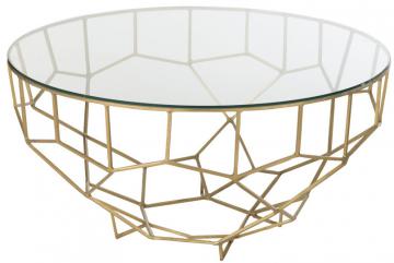 Table Basse Moza Métal Verre Or