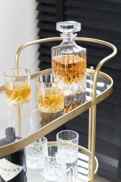 Desserte Ovale Roulante Métal Verre Or