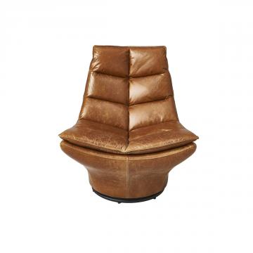 Fauteuil Pivotant Achille Cuir Camel Vintage