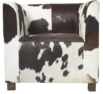 Fauteuil Club Vache Brun Foncé-Blanc