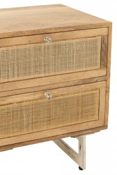 Table de Chevet Weaving 2 Tiroirs Bois Rotin Naturel