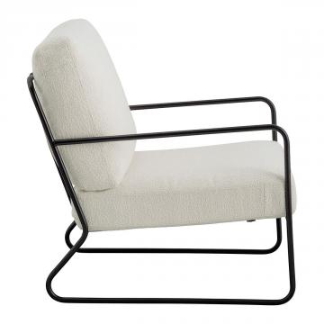 Fauteuil Gaspard Métal Bouclette Crème Blanc d'Ivoire