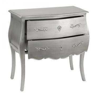 Commode Sauteuse 2 Tiroirs Murano New Silver