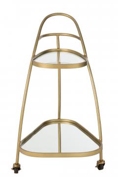 Desserte Triangle Roulante Métal Verre Or