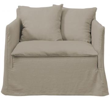 Fauteuil Gabriel 100% Lin Beige Blanc d'Ivoire