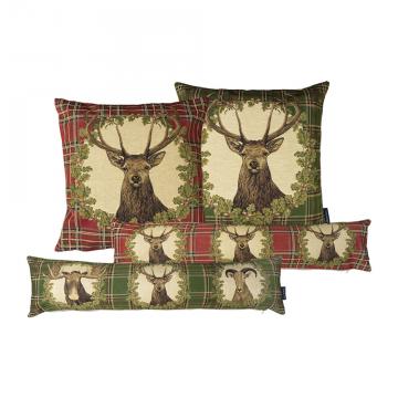 2 Coussins Gobelin Tartan Vert Cerf 45x45