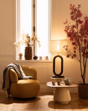 Lampe Masséo Bois Abat-Jour Lin