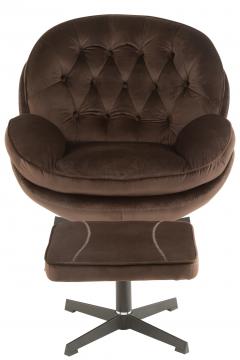 Fauteuil Relax + Repose Pieds Velours Marron