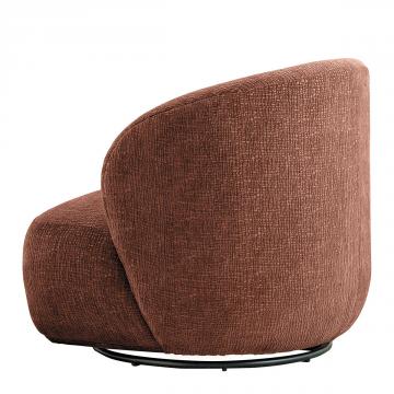 Fauteuil Lisette Jacquard de Velours Bois de Rose Pivotant Blanc d'Ivoire