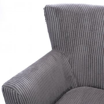 Fauteuil Velours Gris Grosse Côte Olaf