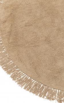 Tapis Rond Franges Coton Beige Foncé ø150cm
