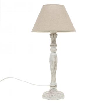 Lampe Helena Bois Blanc Abat Jour Lin