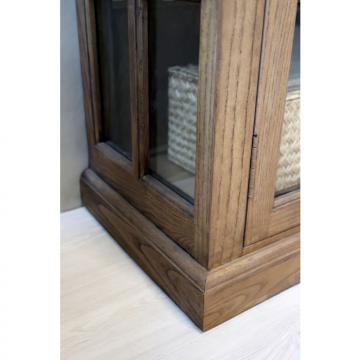 Armoire Vitrine Marseille 4 Portes Vitrées Bois Naturel