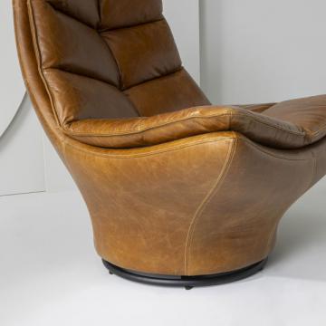 Fauteuil Pivotant Achille Cuir Camel Vintage