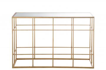 Console Métal Or & Plateau Verre