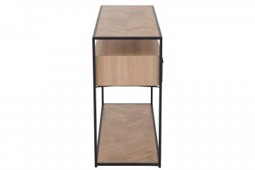 Console 2 Tiroirs Bois Métal Zig Zag Naturel Noir