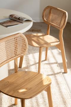 Chaise Cacahuète Teck Naturel Cannage