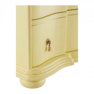 Commode 3 Tiroirs Carlotta Jaune Pastel Blanc d'Ivoire