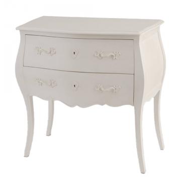 Commode Sauteuse  2 Tiroirs Murano Blanc